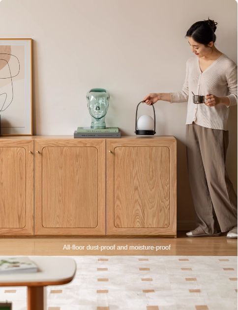 Oak Solid Wood Modern Floor Storage TV Cabinet.