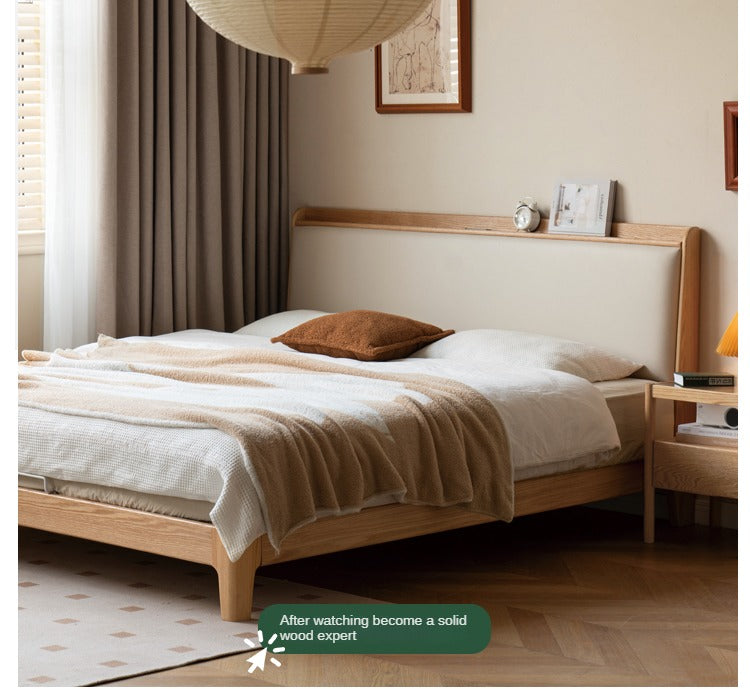 Oak Solid Wood Technology Cloth Modern and Simple Bed