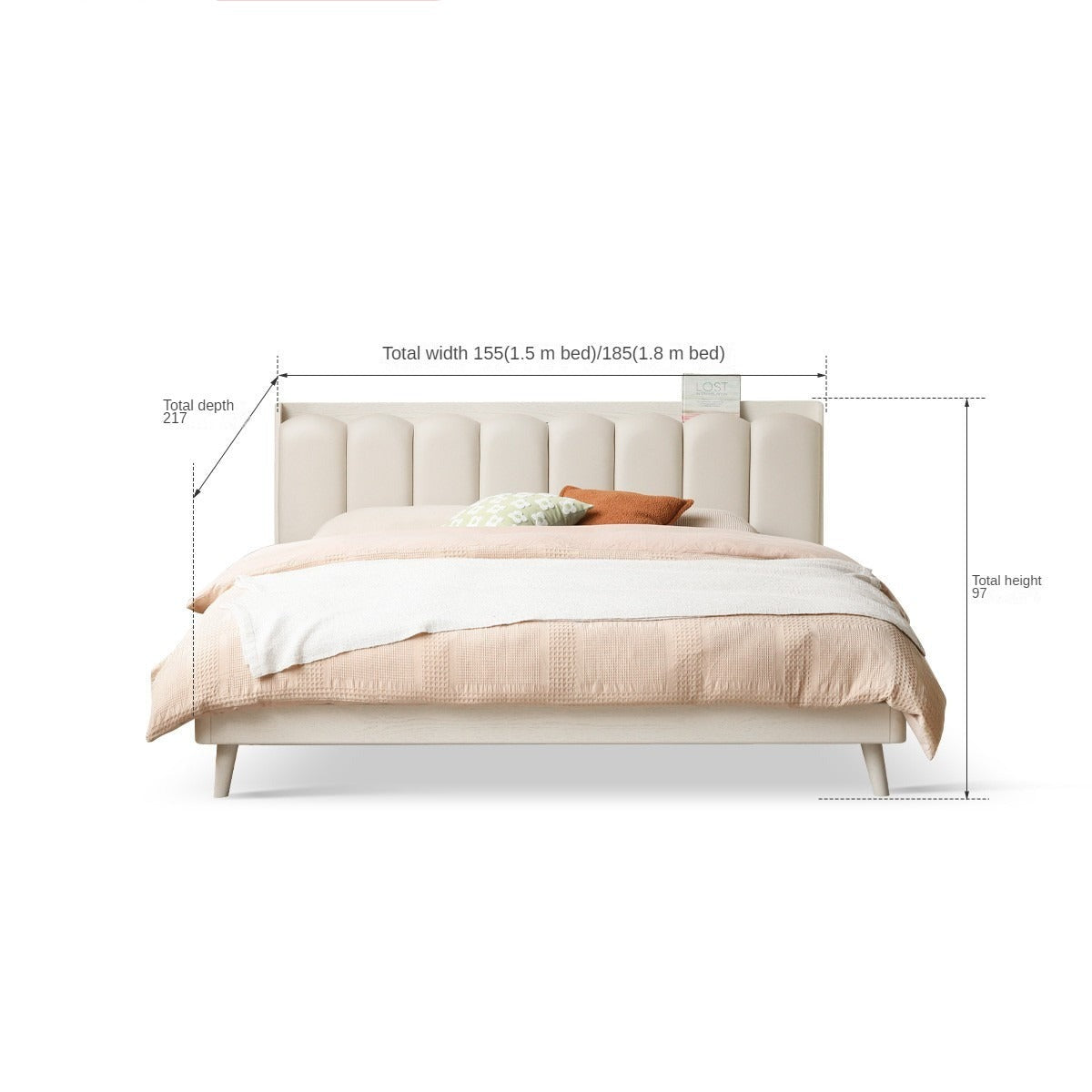 Oak Solid Wood Piano Key Bed Cream Style