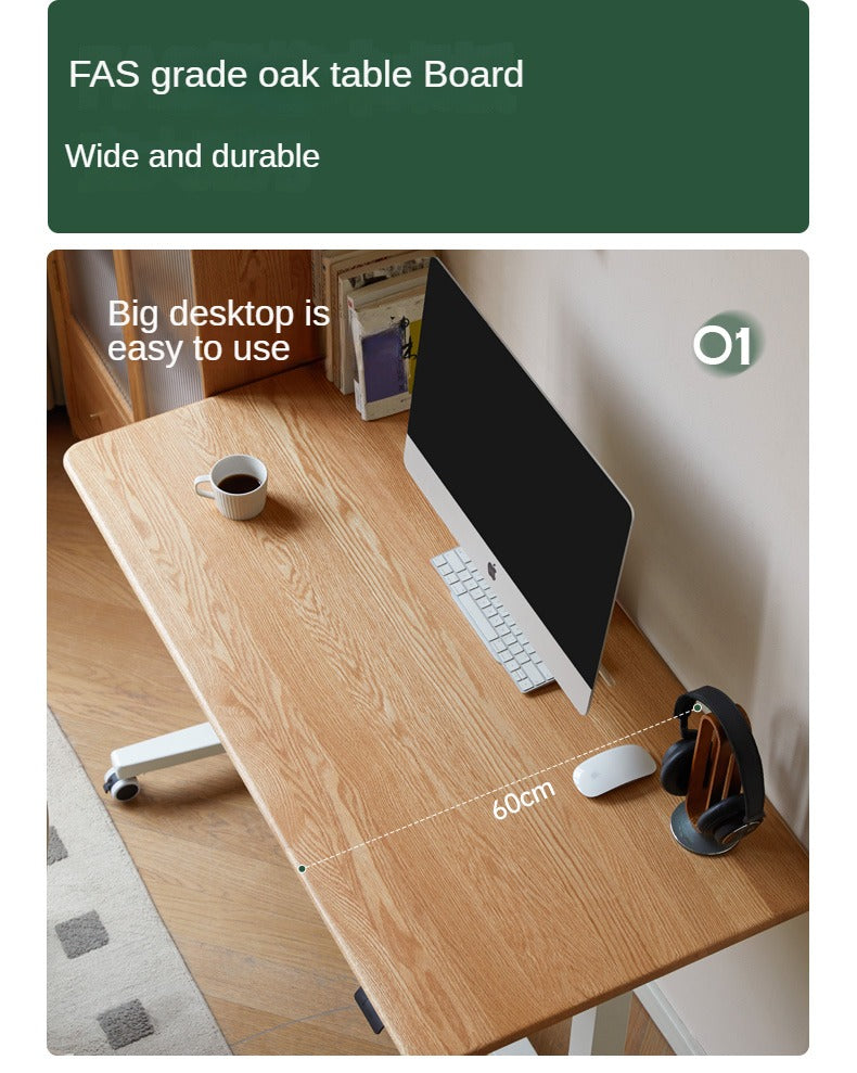 Oak, Rubberwood Solid Wood Standing Mobile Office Desk