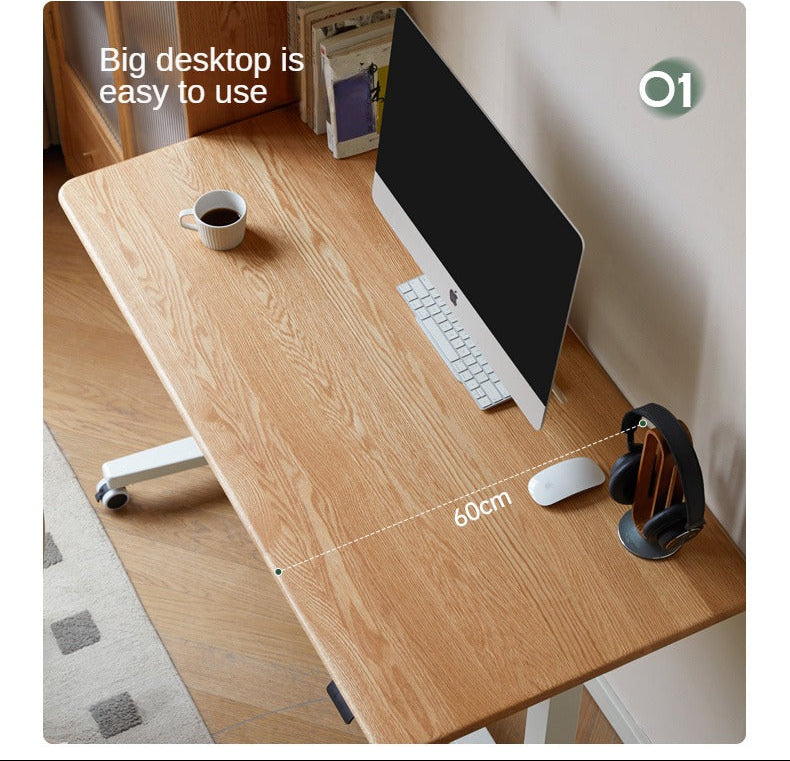 Oak, Rubberwood Solid Wood Standing Mobile Office Desk