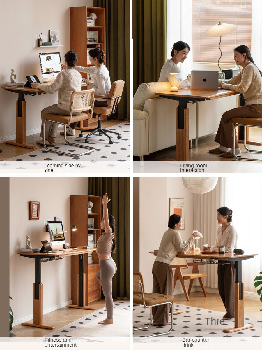 Cherry, Ash Solid Wood Electric Elevating Desk