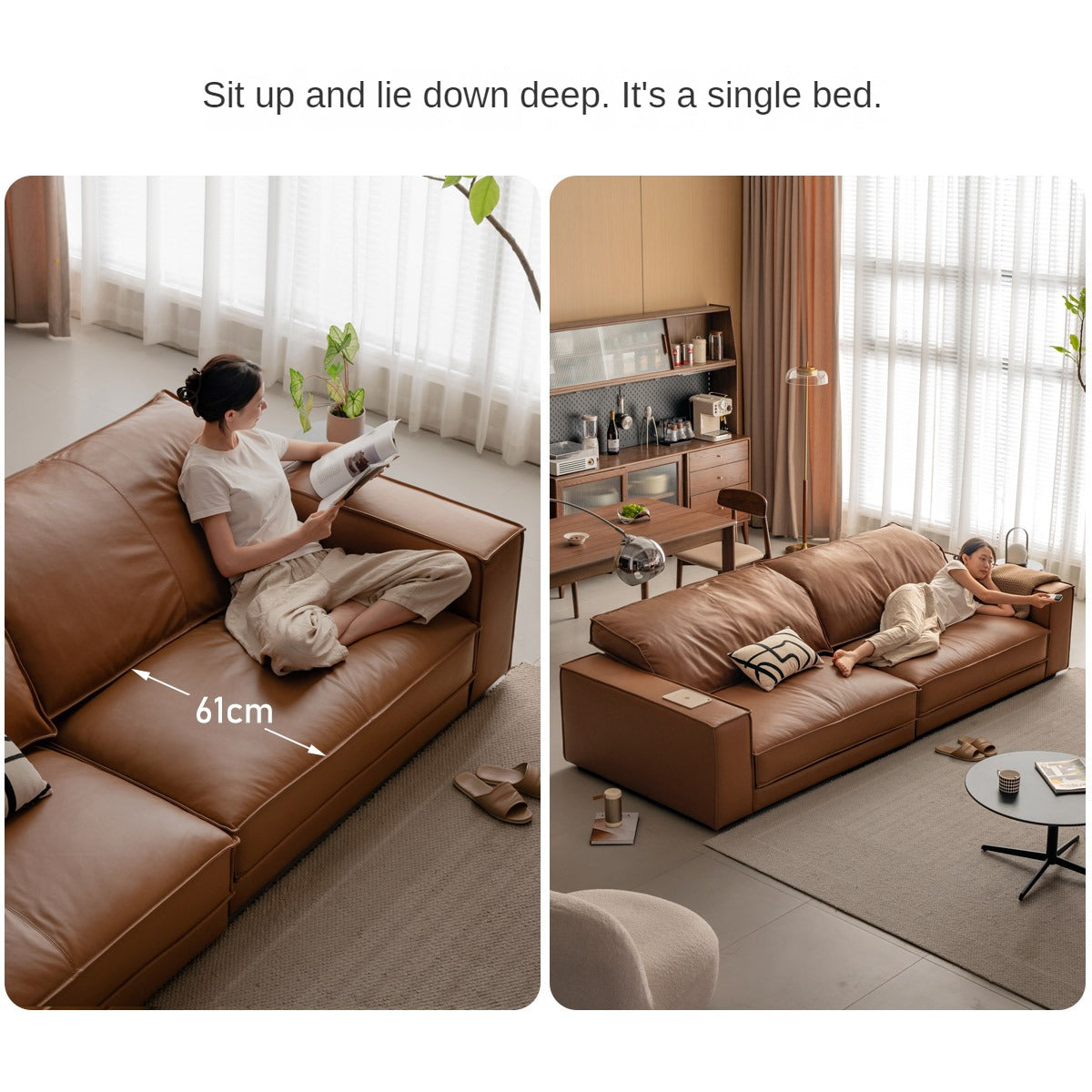 Leather Italian Top Layer Cowhide Sofa.