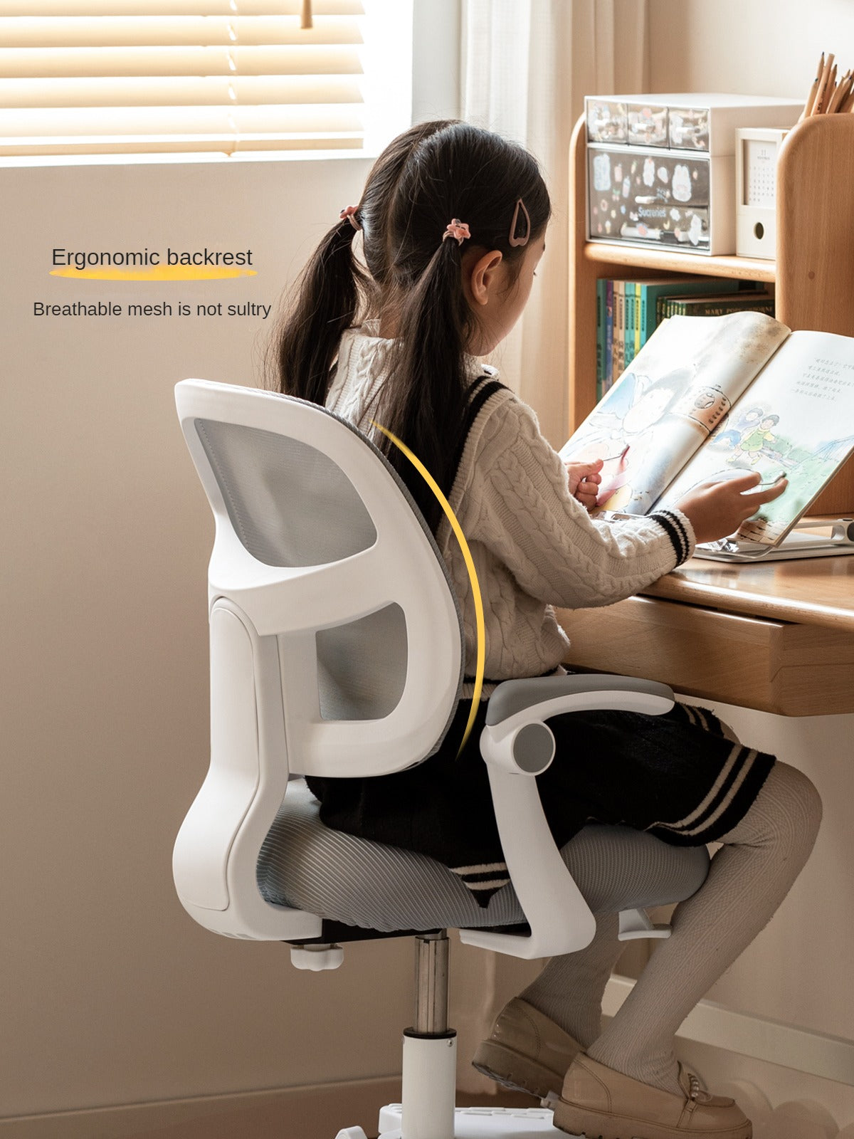 Children's Lifted and Adjusted Chair.