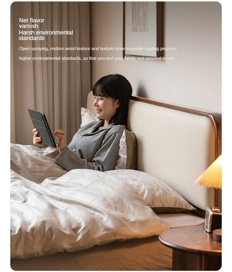 Rubber wood, Oak Solid Wood Bed Technology Fabric