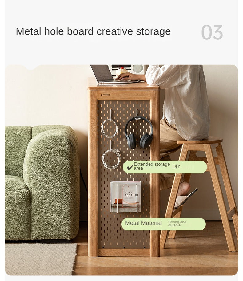 Oak Solid Wood Bar Cabinet Partition Cabinet High Foot Table