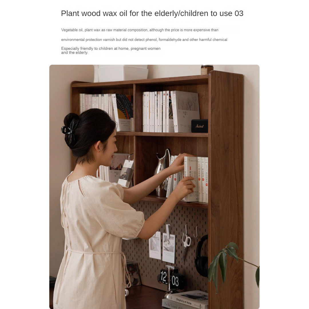 Oak Solid Wood Corner Desk Bookshelf