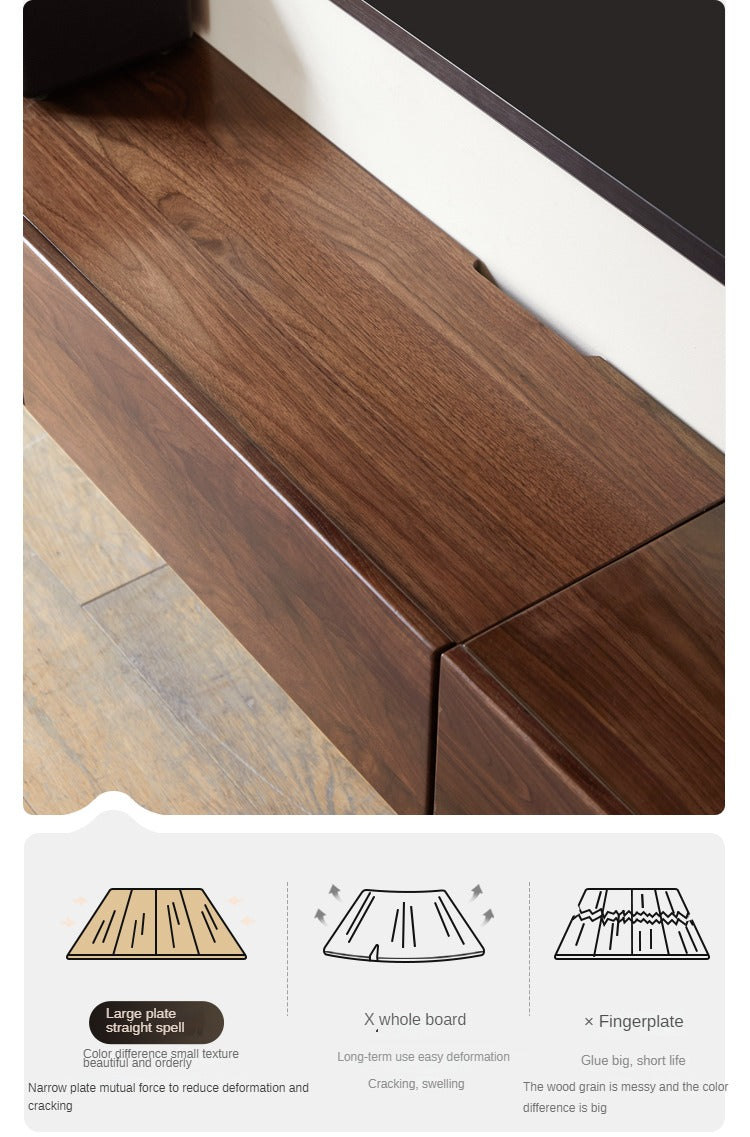Black Walnut Solid Wood Wall-Mounted Suspended TV Cabinet