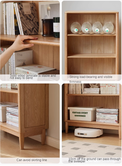 Oak Solid Wood Modern Open Grid Bookcase