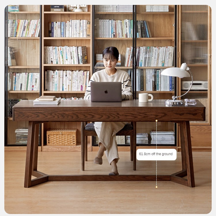 Black Walnut, Oak Solid Wood Italian Light Luxury Office Desk