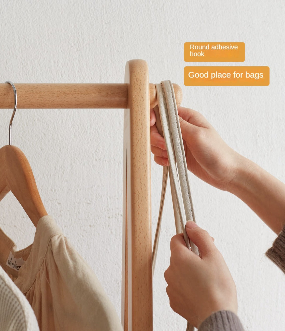 European Beech Solid Wood Clothes Rack Floor-Standing Coat Rack