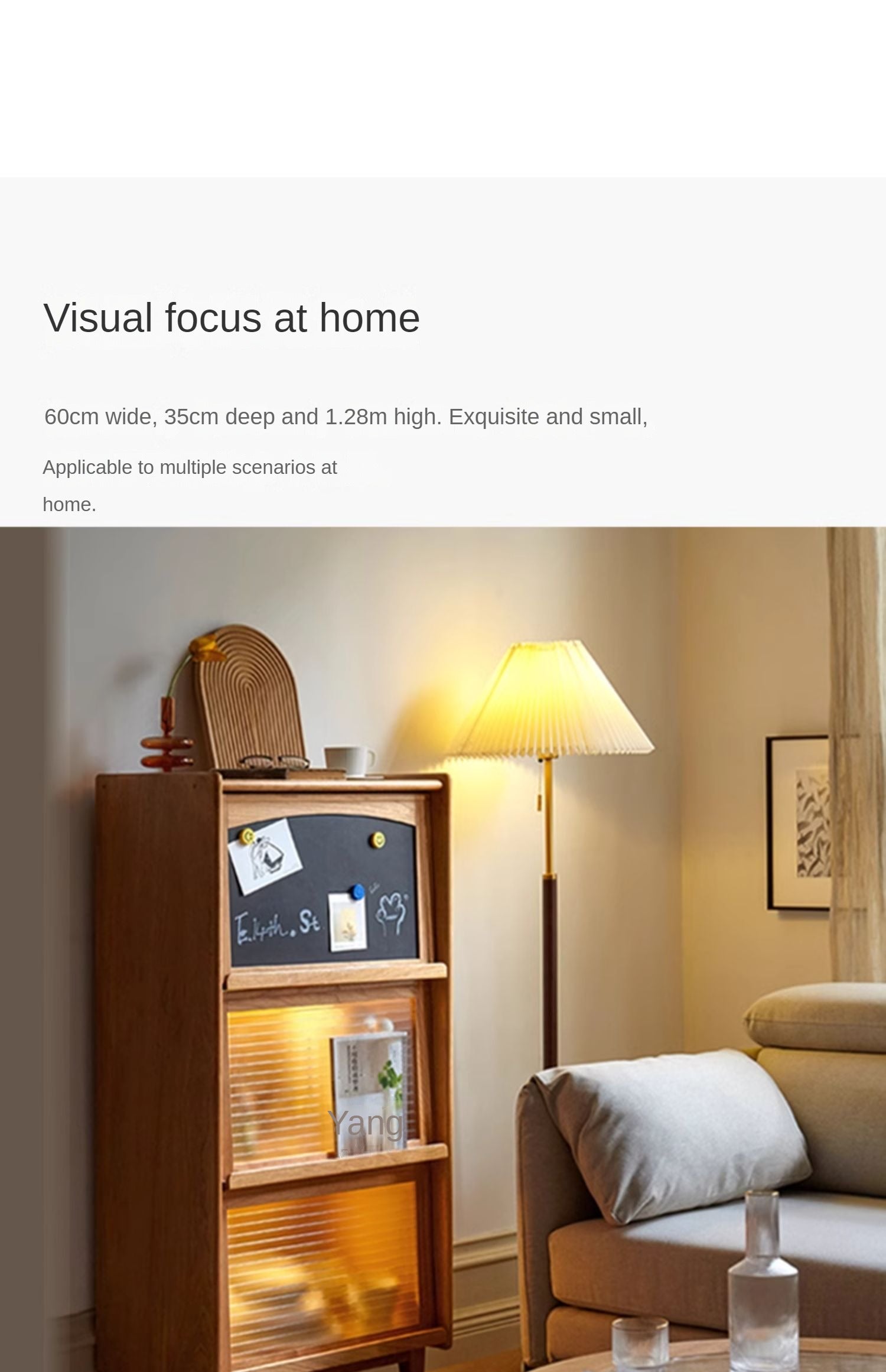 Cherry, Oak Solid Wood Japanese Flip Glass Door Bookcase