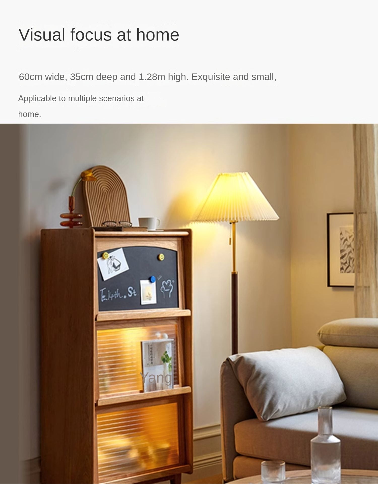 Cherry, Oak Solid Wood Japanese Flip Glass Door Bookcase