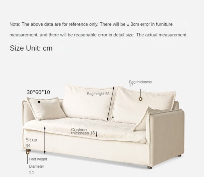 Down Fabric Sofa Cream Style.