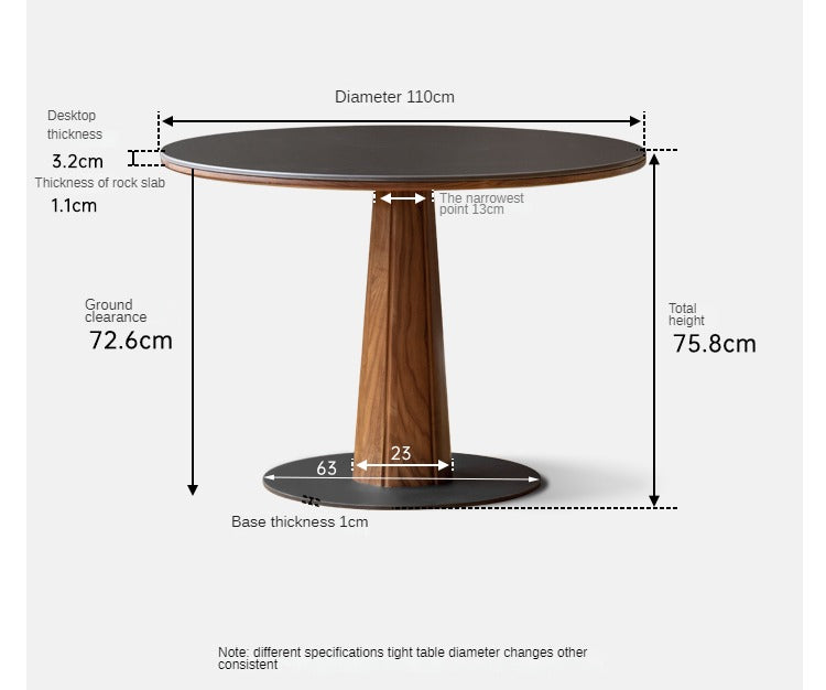 Black Walnut, Ash, Sandalwood Solid Wood Round Dining Table