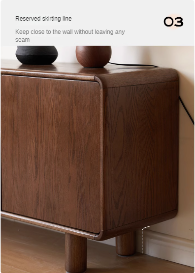 Oak Solid Wood Storage Floor TV Cabinet.