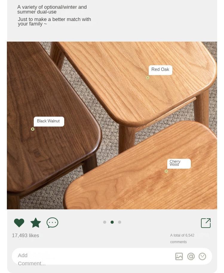 Black Walnut, Cherry, Oak, Sandalwood, Solid RubberWood Modern Light Luxury Makeup Stool