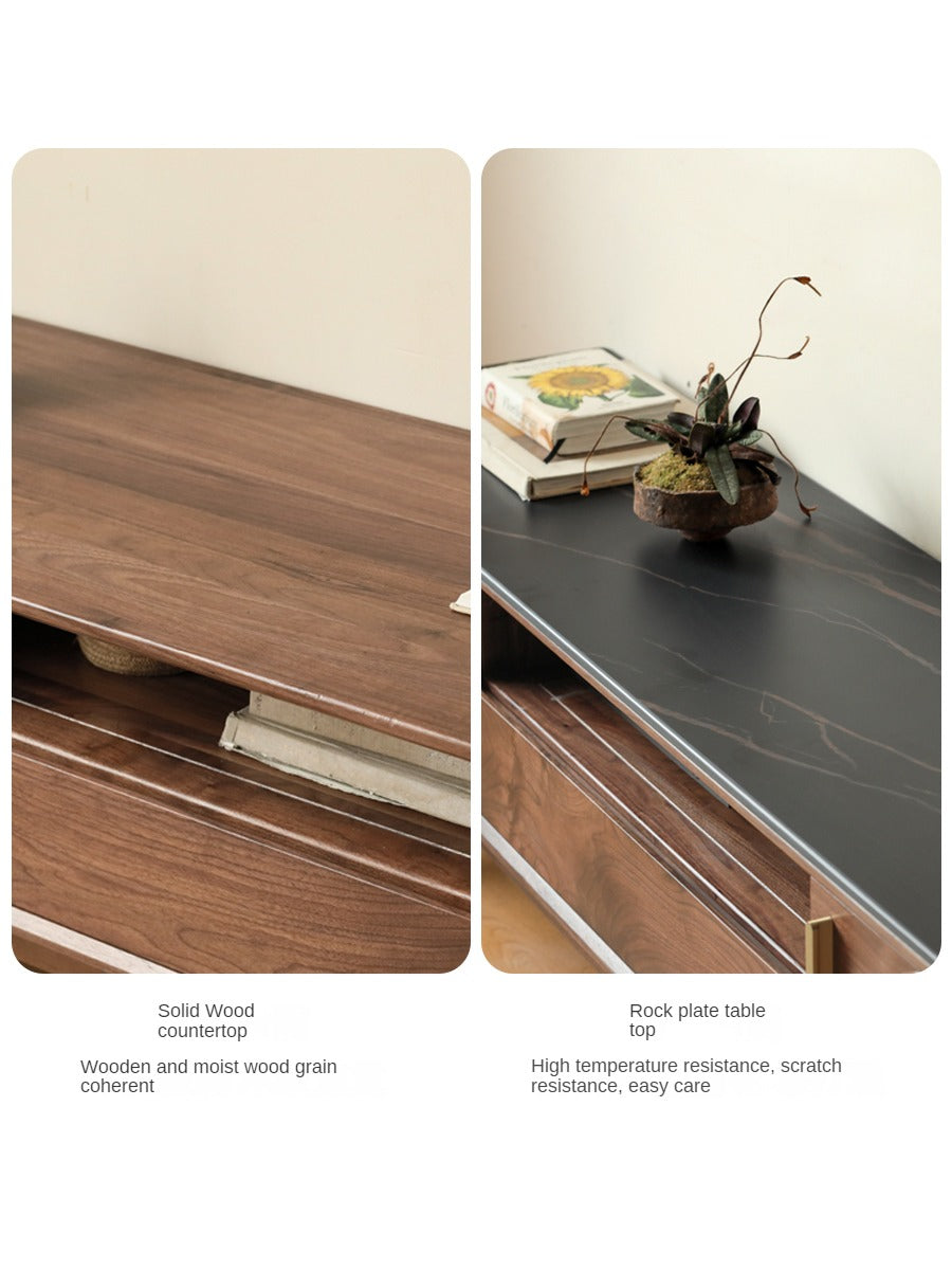 Black Walnut Solid Wood TV Stand Cabinet