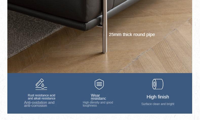 Leather Italian First Layer Yellow Cowhide Straight Sofa.