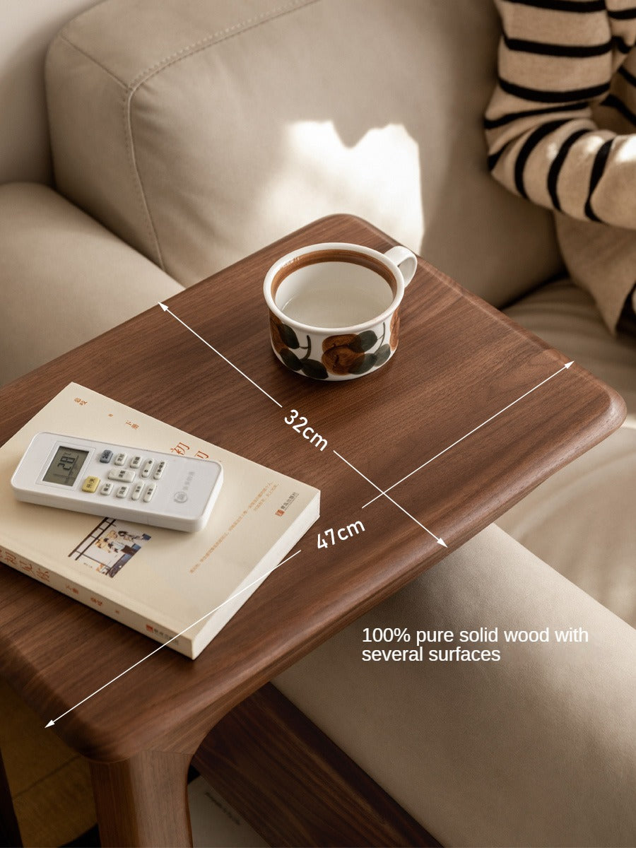 Black Walnut Solid Wood Mobile Side Table