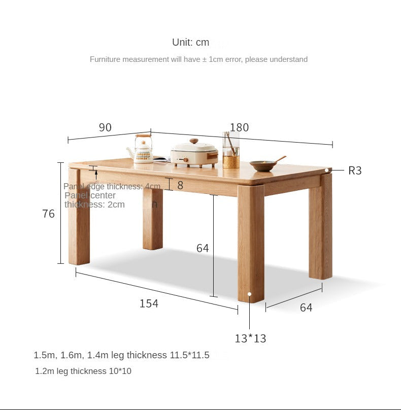 Oak Solid Wood Thick Legs Dining Table