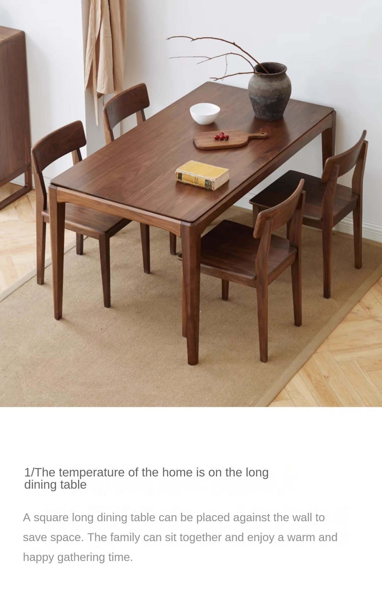 Black Walnut, Ash Solid Wood Modern Light Luxury Nordic Dining Table