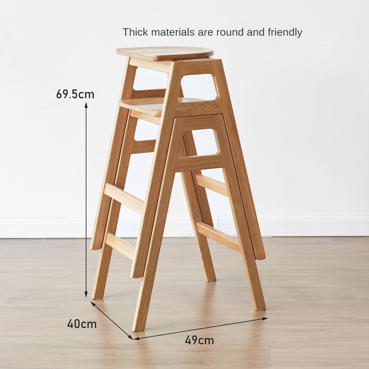 Oak Solid Wood High Feet Stool