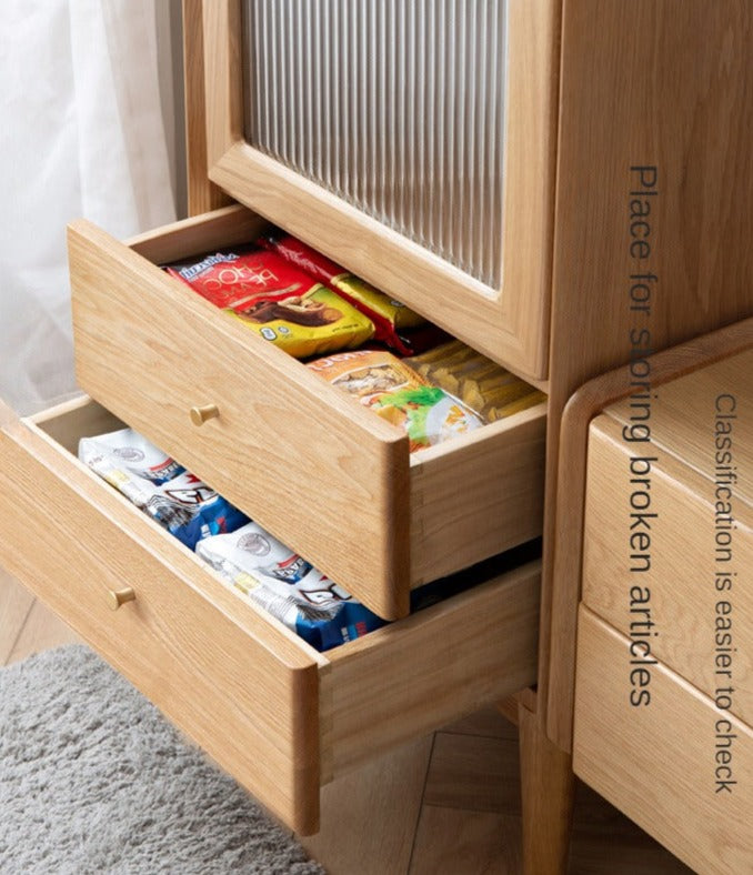 Ash Solid Wood Narrow Side Cabinet.