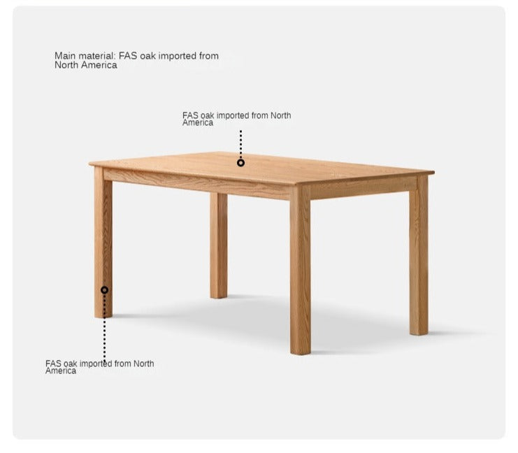 Oak, Ash Solid Wood Modern Dining Table