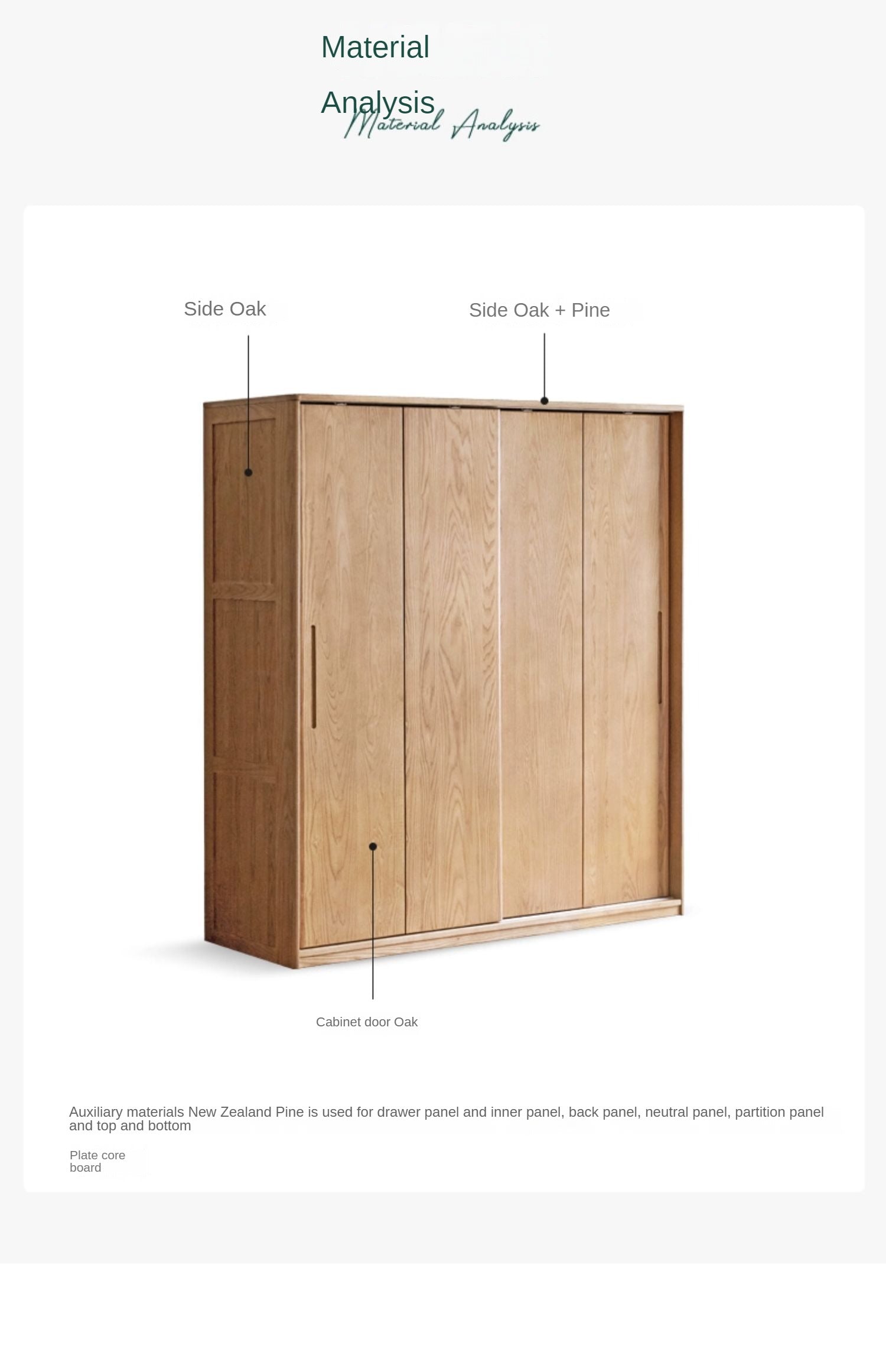 Oak, Ash Solid Wood Wardrobe Sliding Door.