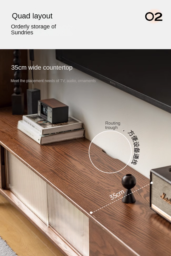 Oak Solid Wood Modern Simple Floor TV Cabinet.