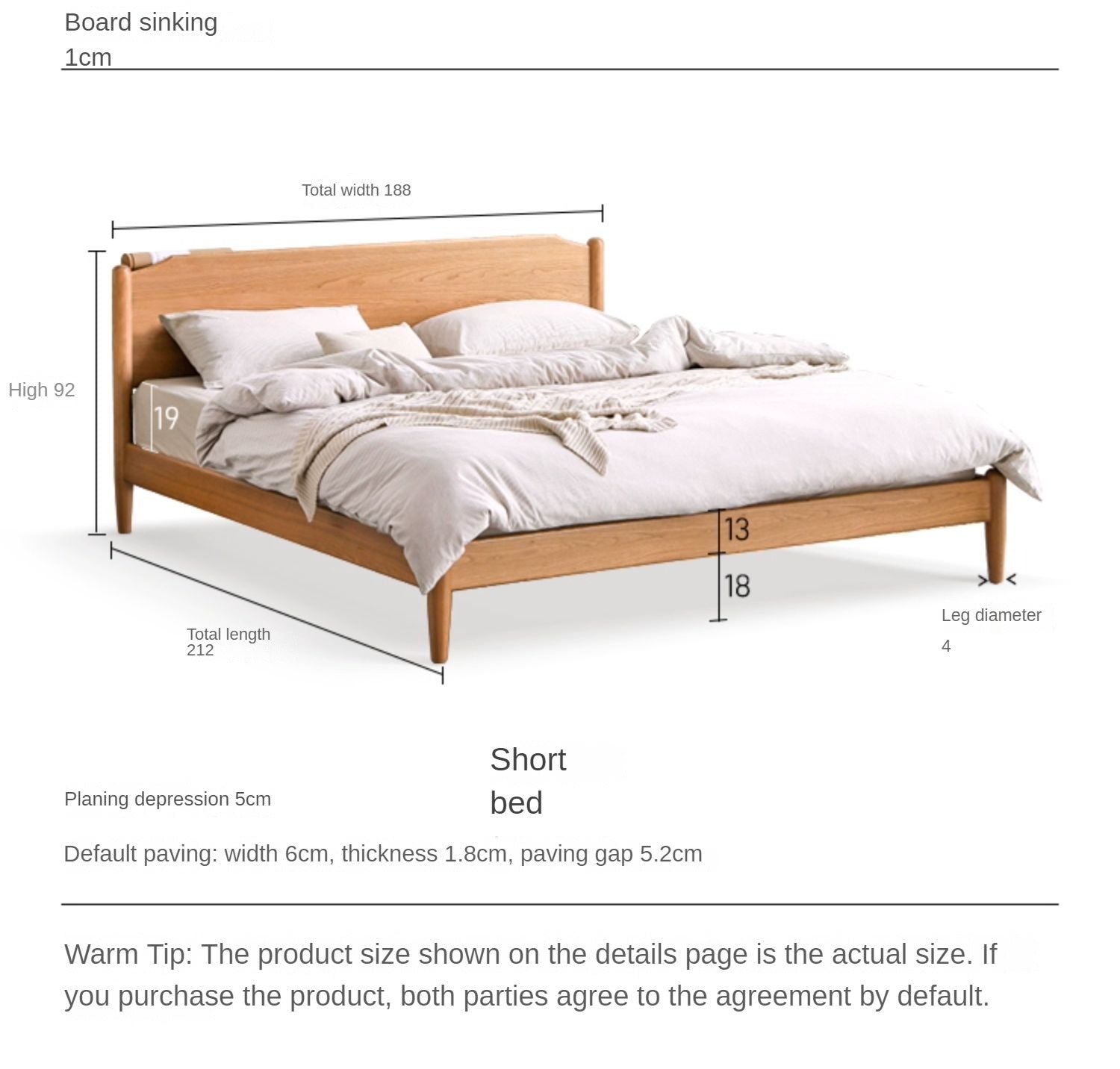 Cherry Solid Wood Bed
