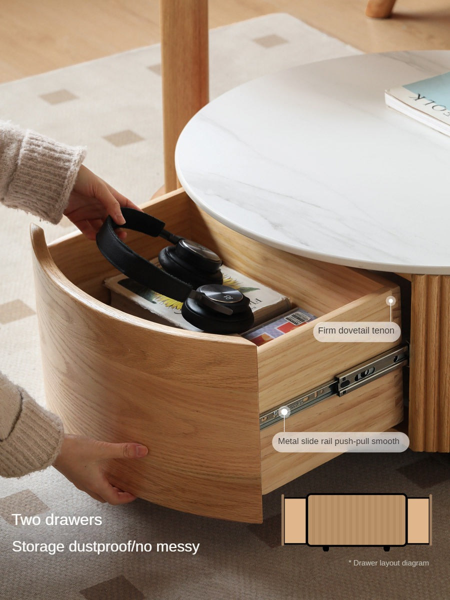 Oak Solid Wood Rock Plate Coffee Table