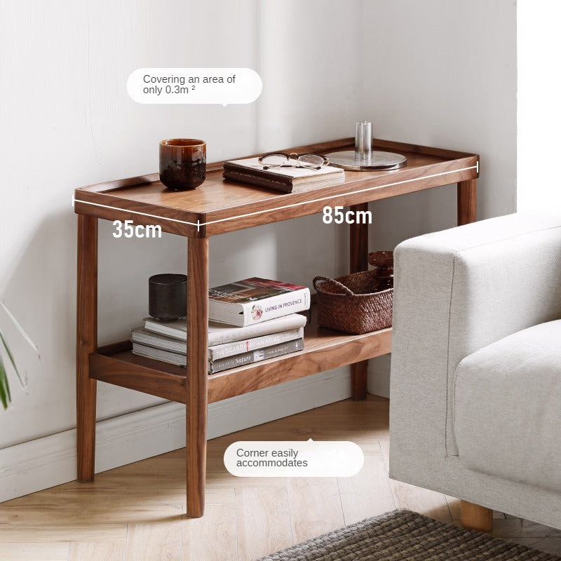 Black Walnut Solid Wood Narrow Double Layer Side Table