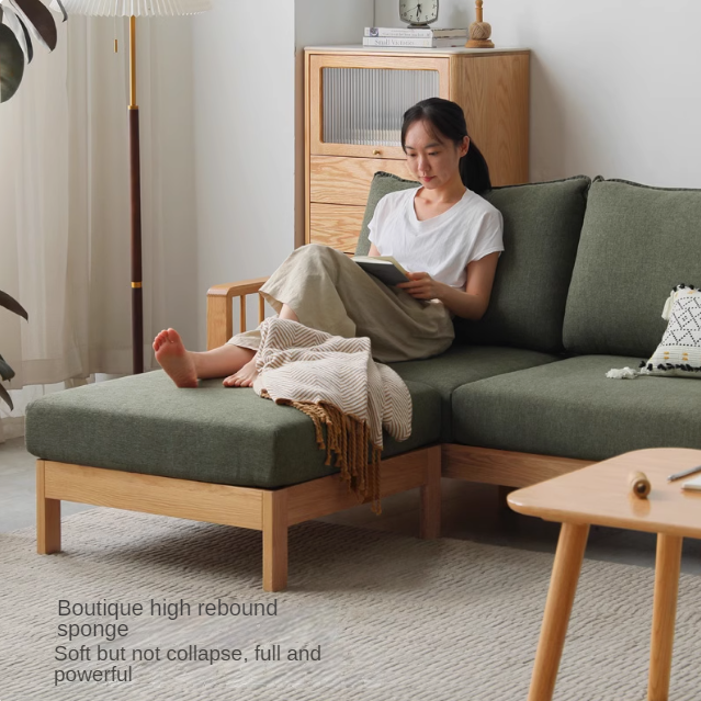 Ash Solid Wood Corner Modern Simple Sofa.