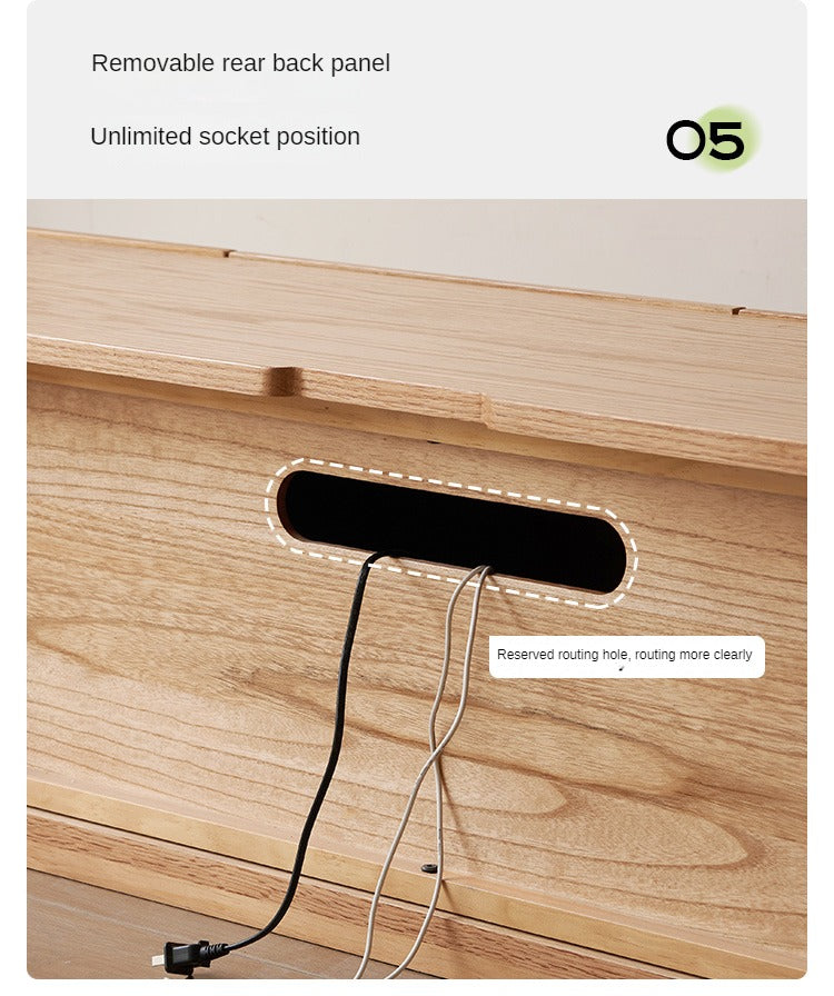 Oak Solid Wood Floor Storage TV Cabinet.