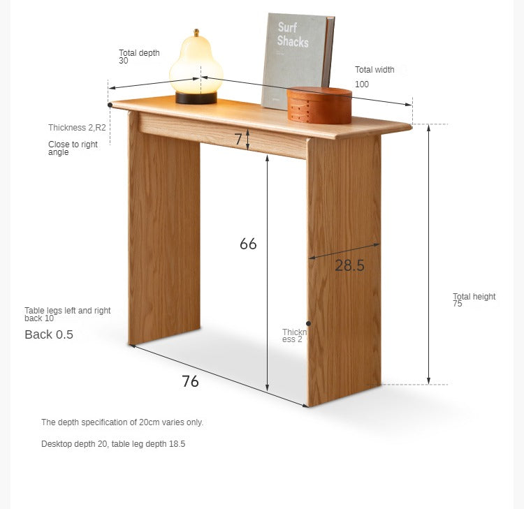 Oak Solid Wood, Solid Rubberwood Entrance Corridor Wall Strip Case Ultra-Narrow Table