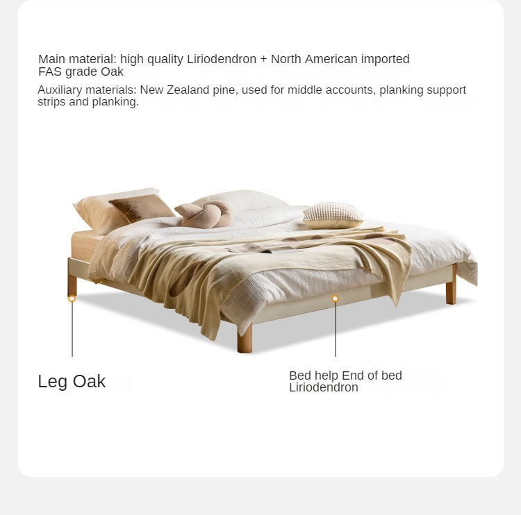 Poplar Solid Wood platform bed, headboard-free bed