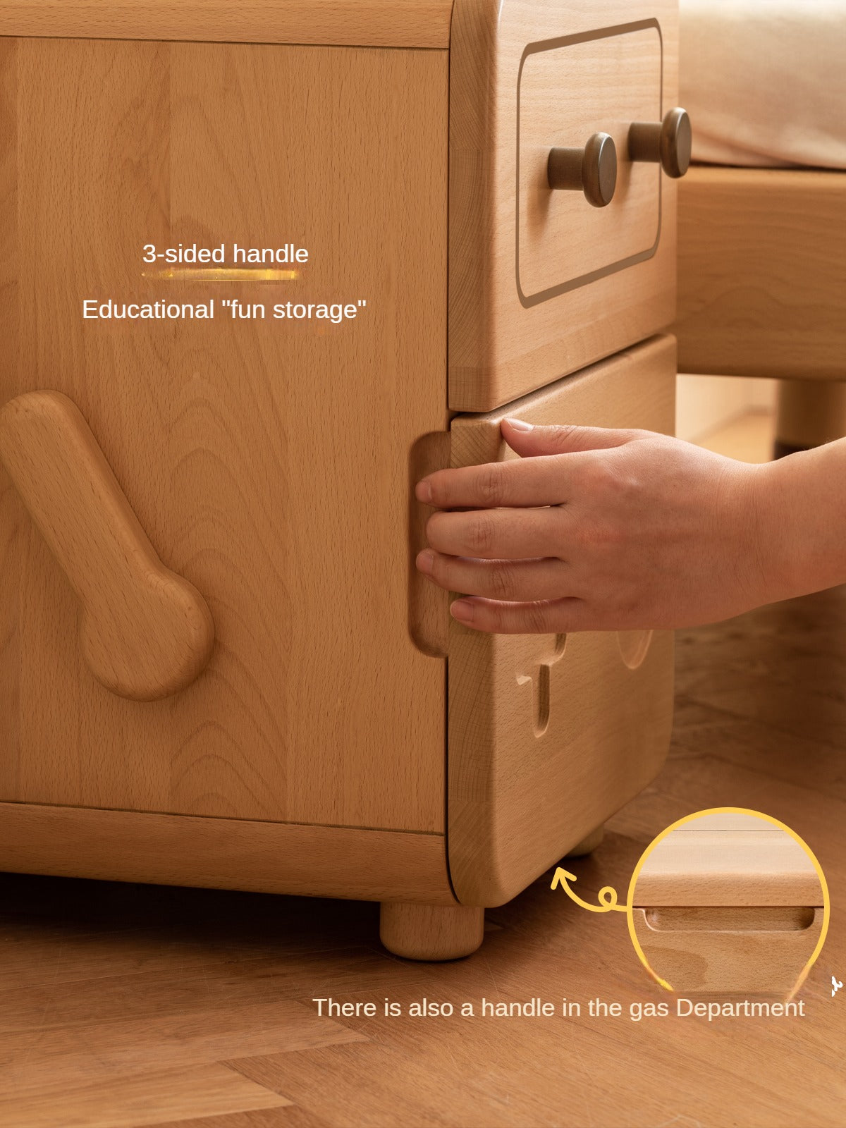 Oak Solid Wood Children's Cartoon Robot Nightstand