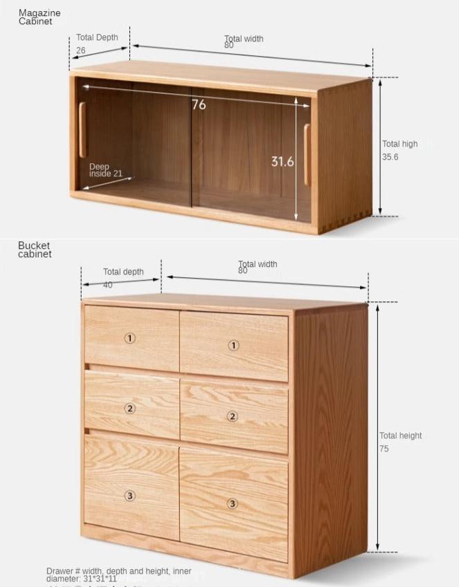 Oak Solid Wood Wall Hanging System, Storage Rack Combination