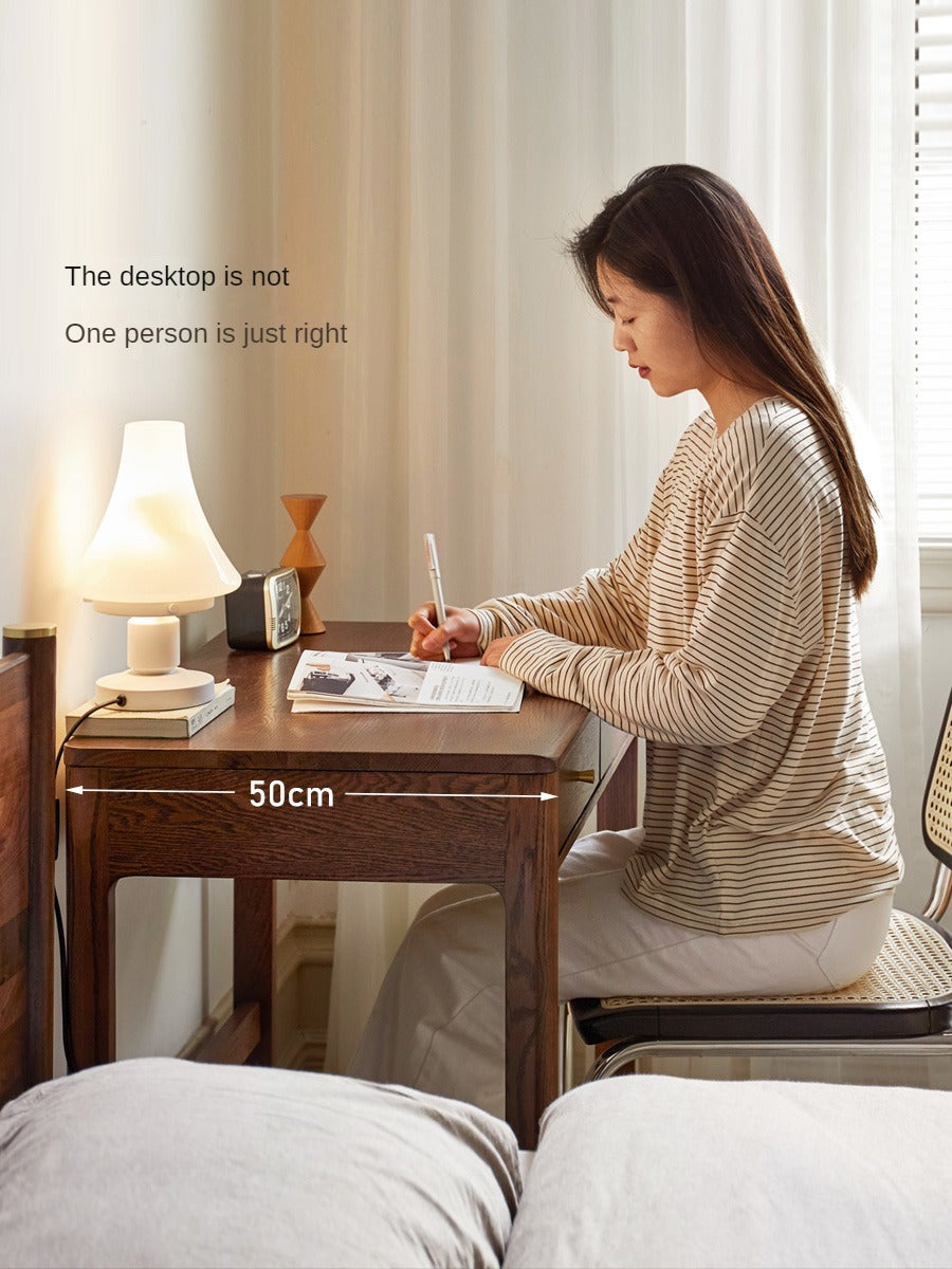 Oak Solid Wood Small Office Desk Walnut Color