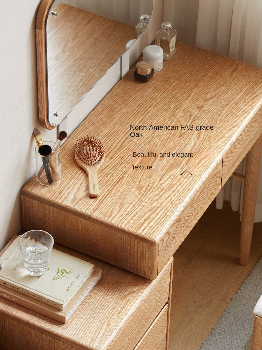 Solid Rubberwood, Oak, Beech Solid Wood Retractable Dressing Table Modern.