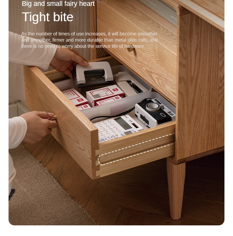 Oak Solid Wood Bookshelf and Office Desk Combination