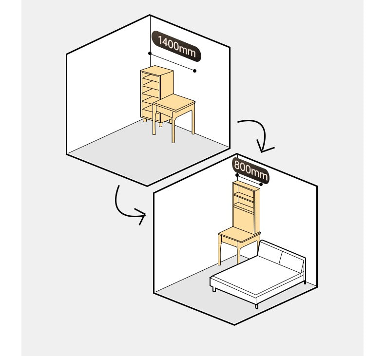 Black Walnut, Oak, Ash Solid Wood Desk Bookshelf