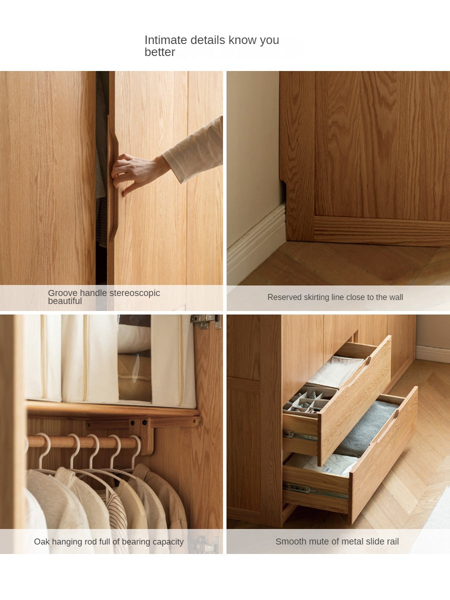Oak, Ash Solid Wood Scandinavian Wardrobe.