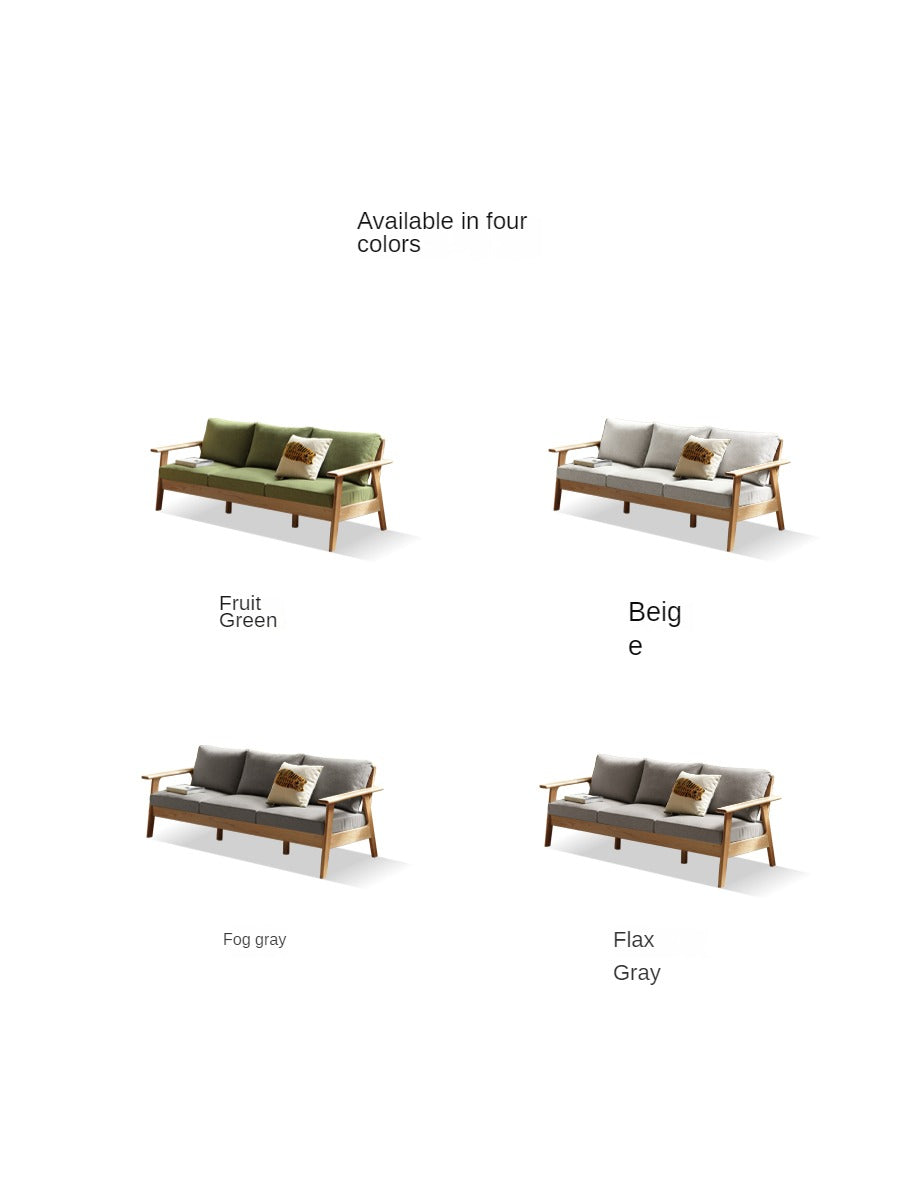 Oak Solid Wood Fabric Sofa 3 colors.