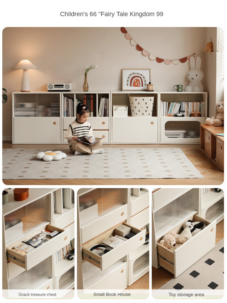 Solid Rubberwood Storage Multi-Functional Storage Bookcase.