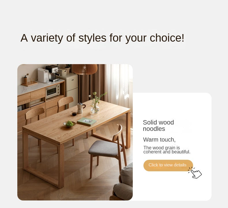 Oak Solid Wood Rectangular Rock Slab Dining Table