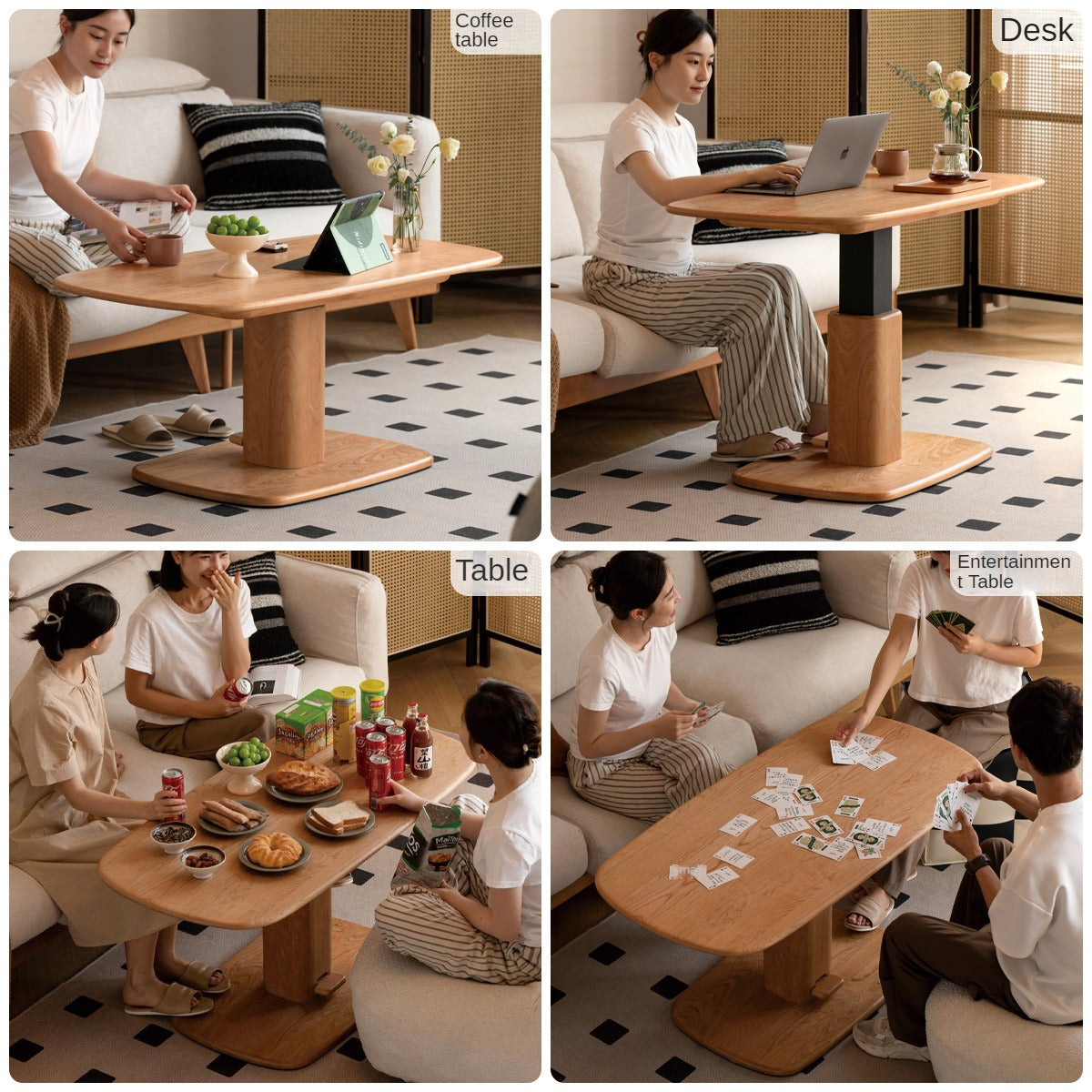 Cherry Solid Wood Dual-Purpose Modern Lift Coffee Table