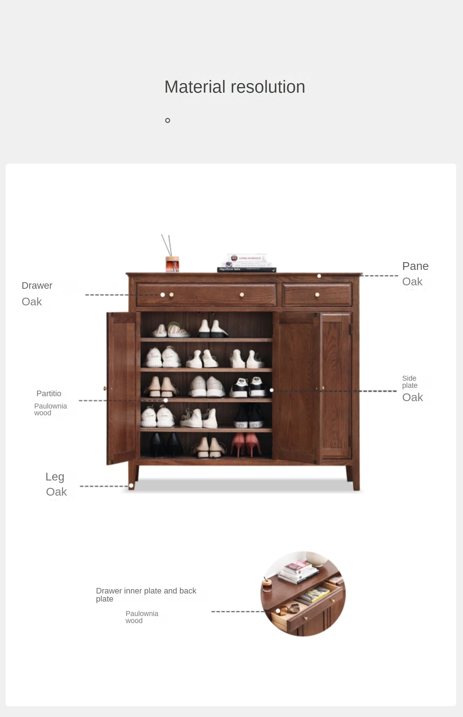 Oak Solid Wood American Style Shoe Cabinet